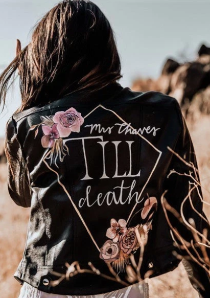 Heirloom #Till Death Botanical Leather Jacket For Bride